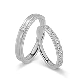 Meissa Trauringe Paar Ringe 925 Sterling Silber Offen Verstellbar Partnerringe Verlobungsring Hochzeitsring Band Ring mit Weiß Zirkonia Geschenk für Ehefrau Mann Freundin Freund (Satz mit zwei Ringen)