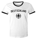 MoonWorks WM Shirt 2018 Fußball Deutschland Adler Wappen Herren Retro weiß-schwarz XL