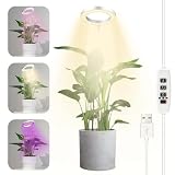 Pflanzenlampe, Pflanzenlampe für Zimmerpflanzen, öhenverstellbares Pflanzenlampe, mit Zeitschaltuhr 3/9/12Std, Pflanzenlicht mit USB Adapter, 3 Lichter Modi und 9 Helligk