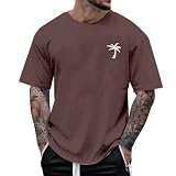 T Shirt Herren Sommer Baumwolle Rundhals Kurzarm Tshirt Kokospalmen Drucken Oversized T-Shirt Palme Sommer Shirts Gym Sport Laufshirt Männer Lose Freizeitshirts Sportshirts XXS-6Xl B