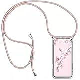 YMCASE Handykette Handyhülle für Samsung Galaxy Xcover 4/Xcover 4S mit Band - Handy-Kette Handy Hülle mit Kordel zum Umhängen Handyanhänger Halsband Lanyard Case - Transparent Schutzhülle in Roség