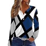 Blusen & Tuniken Für Damen Langarm V-Ausschnitt Blusenshirt Blumen Bedruckt Henley Shirt Regular Fit Hemdbluse Leichte Frauen Freizeitshirt Herbst Oberteile Ausgefallene Shirt Knopf Lang