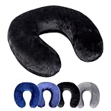 Schramm Rocco e.K. Nackenkissen 4 Farben wählbar Reisekissen Nackenhörnchen orthopädisches Nackenstützkissen Memory-Schaum Travel Neck Pillow, Farbe:schw