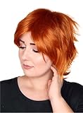 Prettyland C178 - Rot Orange Kurzhaar Kurze Perücke Gestuft Ausgefallen Party