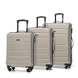 WITTCHEN Koffer-Set 3tlg. Trolley Koffer Reisekoffer aus ABS Hartschalen Kofferset Trolley 4 Rollen Kombinationsschloss Champagner 56-3A-65S-86