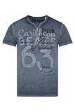 Camp David Herren Streifenshirt mit Vintage Print Lazy Blue L