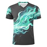 sanluoli Fußballtrikot für Erwachsene und Jugendliche, Grünes Feuer, wunderschöne Verbrennung, L