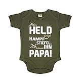 Mein Held der Papa Kampf Stiefel Neugeborenes Baby Body Strampler Oliv #27848, Größe:0-3 Monate, Farbe:O