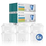Aigostar Wasserfilter Kartusche im 6er-Pack, Verwendbar für 12 Monate Wasserfiltern, geeignet zur Reduzierung von Kalk, Verunreinigungen, Chlor und Metallen im Trinkw