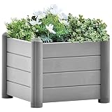 Xichuzi Garten-Hochbeet, Palettenrahmen, Hochteich, Gemüsebeet, Kräuterregal Balkon, Blumenbeet, Kräuterspirale, Tomatenbeet, Pflanzhochbeet, PP Stein Grau 43x43x35
