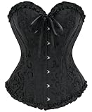 SZIVYSHI Damen Vollbrust Corsage Korsett Top Gothic Vintage Corsagen Bustier Corsette, Schwarz,XS