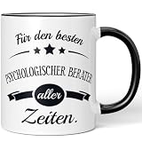 JUNIWORDS Tasse, Für den besten Psychologischer Berater aller Zeiten, Schwarz (6097656)