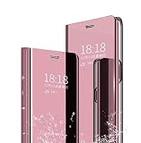 LIUZIHAN Hülle für Honor 300 Pro. Smart Case, Tasche Smart Spiegelüberzug Sleep Flip Leder Tasche Smart Leder Tasche Schutzhülle für Honor 300 Pro.Roség
