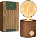 WALDWERK Nachttischlampe aus Eichenholz und Metall - Dimmbare Tischlampe mit Akku - Lampe Kabellos - Tischleuchte - Tischlampe Kabellos - Nachtlicht aus H