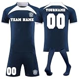 Generisch Personalisierte Fußball Trikot für Jungen/Herren, Fussball Trikots Shorts und Socken Anzug, Fussball Trikot mit eigenem Namen Nummer und Logo Kinder/Erw