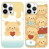 2 Stück Niedliche Butterbear Handyhülle für Huawei P30 Pro Hülle 6.47', Kawaii Muster Anime Cartoon Bär mit TPU Silikon Schutzhülle, Bumper Cover Kratzfeste Stoßfest Weich Case, Karik