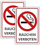 2 Stück (30 x 20 cm) - Rauchen verboten schild - rauchverbot schild - stabil aus PVC Hartschaum Platte - 3 mm stark - mit UV-Schutz und witterungsbeständig