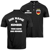 lepni.me Herren Deutschland Fußball-Poloshirt mit Namen und Nummer | Deutsche Flagge Abzeichen, Personalisiertes Trikot | Europameisterschaft 2024 (XL Schwarz Mehrfarben)