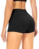Radlerhose Damen Hohe Taille Shorts Bauchweg Hotpants Kurze Sporthose Leggings Boxershorts für Yoga Gym (Schwarz,S-M)