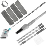 A Mop Mop Reinigungsmatte, flach, mit Griff aus Edelstahl, 4 Stück, waschbar, wiederverwendbar, zur Reinigung von Hartholzfliesen, Laminatfliesen (Wischmopp)