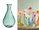 NaDeco Glasvase Ø9x16 cm – Vintage Deko-Vase mit Blumenmuster – 8 Farben – Glasflasche für Trockenblumen, Frischblumen & Stabkerzen – Dekovase Retro-StilㅤDunkelgrü