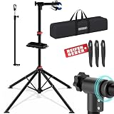 Monzana® Fahrradmontageständer Profi 30 kg Tragetasche Reifenheber Werkzeugablage Stahl klappbar höhenverstellbar Reparaturständer F