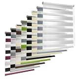 TEKONA Doppelrollo Klemmfix ohne Bohren Duo-Rollo Rollo Blickdicht lichtdurchlässig Fensterrollos Seitenzugrollo Sonnenschutz Fenster und Tür - Weiß, 105 x 150 cm (B x L) - Stoffbreite 101