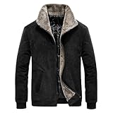 MEIMIYI Langarm Jacke Herren Modern Mode Kältejacke Herren Klassisch All-Match Casual Einfarbig Jacke Herren Warm Lose Verdicken Jacke Herren C-Black XXL