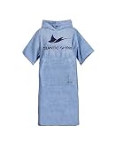 ATLANTIC SHORE | Surf Poncho | Badeponcho mit Kapuze aus 100% Baumwolle | Unisex | Basic für Erwachsene in Light Blue | Middle (140-174 cm)