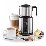 Cloer 7789 Induktions-Milchaufschäumer, 600ml Milchschaum aus 450ml Milch, 500ml heiße Schokolade, Behälter 800ml, magnetische Aufschäumspule, Edelstahlkännchen spülmaschinengeeig