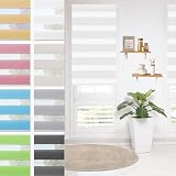Doppelrollo Klemmfix Verdunkelung 40 x 150 cm Hitzeschutz Energiesparend Duo Rollo Fenster Rollo Inkl. Montagematerial für Wohnzimmer Küche Büro, Weiß