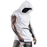 Generisch Tank Top Herren Mit Kapuze Ärmelloses Muskelshirt Einfarbig Tanktops Wandershirt Training Tops Kapuzenshirt Gym Tanktop Bodybuilding Tankshirt Leicht Streetwear Sommer U