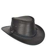 Divergent Retail Original Cowboy Australian Western Outback Buschhut aus echtem Leder WILDHAT, Schwarz , M