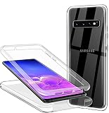 ZYIMOU Hülle für Samsung Galaxy S10 Plus Handyhülle 360 Grad, Transparent Full Schutz Kratzfest Dünn Durchsichtige Case Silikon Schutzhülle, Hart PC Zurück + Weich TPU V