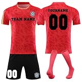 Generisch Fussball Trikots Shorts und Socken Anzug, Personalisierte Fußball Trikot für Jungen/Herren, Fussball Trikot mit eigenem Namen Nummer und Logo Kinder/Erw
