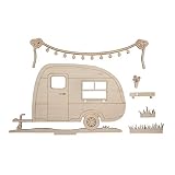 Rayher Holzmotiv Wohnwagen, FSC 100%, natur, 20x11,5x0,4cm, 6teilig, zum basteln und bemalen, 46423505