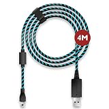 Lioncast 4m Ladekabel/USB-Kabel/Controller Ladekabel / PS4 Kabel Controller/Controllerkabel für PS4 und Xbox One X, schwarz/blau Micro-USB