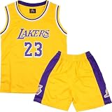 Basketball Trikot Kinder 2 Stücke,Basketball Kinder Trikot,Basketball Kinder Trikot and Shorts,Sleeveless Basketball Trikot,Mode Trikot Basketball Kinder,Basketball Trikot Set für 12-14 Kinder,Gelb