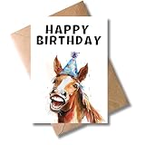 Lustige Karte zum Geburtstag mit Umschlag 'Happy Birthday' Pferd Geburtstagskarte Witzig Glückwunschkarte zum Geburtstag (DIN A6)
