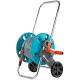 Gardena 18502-26 Aquaroll Schlauchwagen S Set, komplett mit 20 m Schlauch, Systemteilen und Sprühdüse, Grau, Türkis, Schwarz, Silber, Orange, 36x44x48