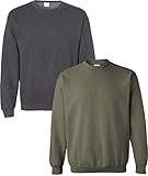 Gildan T-Shirt für Herren, schweres Mischgewebe, 227 g T-Shirt, 2er-Pack, MED, Dunkelmeliert/Militärfarb