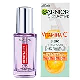 Garnier Skinactive Serum für das Gesicht, Konzentrat mit Vitamin C, aufhellend und gegen Flecken, 30 ml + Revitalift Filler Anti-Falten-Serum für die Augen mit Hyaluronsäure und Koffein, 20