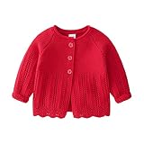 Generisch Neugeborenes Baby Mädchen Winter Warm Strick Baumwolle Langarm Kleidung Mantel Jacke Strickjacke compatible with Motorrad Anzug Kinder (Red, 12-18 Months)
