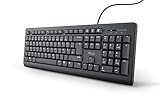Trust Taro Kabelgebundene Tastatur, Deutsches QWERTZ Layout, Leise Tasten, Spritzwassergeschützt, USB-Anschluss, 1.8 m Kabellänge, PC Tastatur für Computer, Laptop, Mac, Windows, macOS – Schw