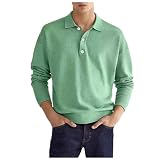 Poloshirt Herren Langarm, Poloshirts Für Herren Mit Kragen, Basic Langarmshirt V Ausschnitt Sommer Polohemd Mit Knopfleiste Modische Polo Shirt Men Tops Einfarbig Polo T Shirt Herren Für Frühling