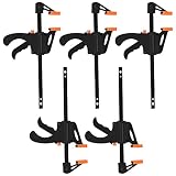 5 Stk Einhandzwingen Set, Schnellspannzwinge, 4 Zoll Schraubzwingen F Klemmen, Schnellspannzwingen, Woodworking Ratschenzwinge für Holzarbeiten, handgefertigtes Handwerk, Heimwerken,