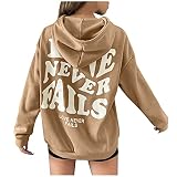Hoodie Damen Oversize Große Größen mit Backprint Winter Kaputzenpullis Pullover Lang Elegant Baumwolle mit Kapuze Sweatshirt Kapuzenpullover Oversize Schwarz Vintage mit Buchstaben H