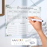 Wochenplaner Acryl Magnetisch,30 * 20CM,Wochenkalender Planungstafel,Magnetisch Whiteboard Wochenplaner,Abwischbar Familienplaner,Magnetischer Wochenplaner Abwischbar,Monatsplaner Mag
