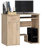 AKORD Schreibtisch Jay 90 cm | mit 1 Tür und 1 Schublade | PC-Schreibtisch | Office Desk | Computertisch | Bürotisch | B90 x H74 x T50 cm | Gewicht 30,45 kg | Sonoma E