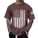 Herren T-Shirt lässiger Stil bequemes Material Rundhalsausschnitt vielseitig einsetzbar für Freizeit Sport (Brown, L)